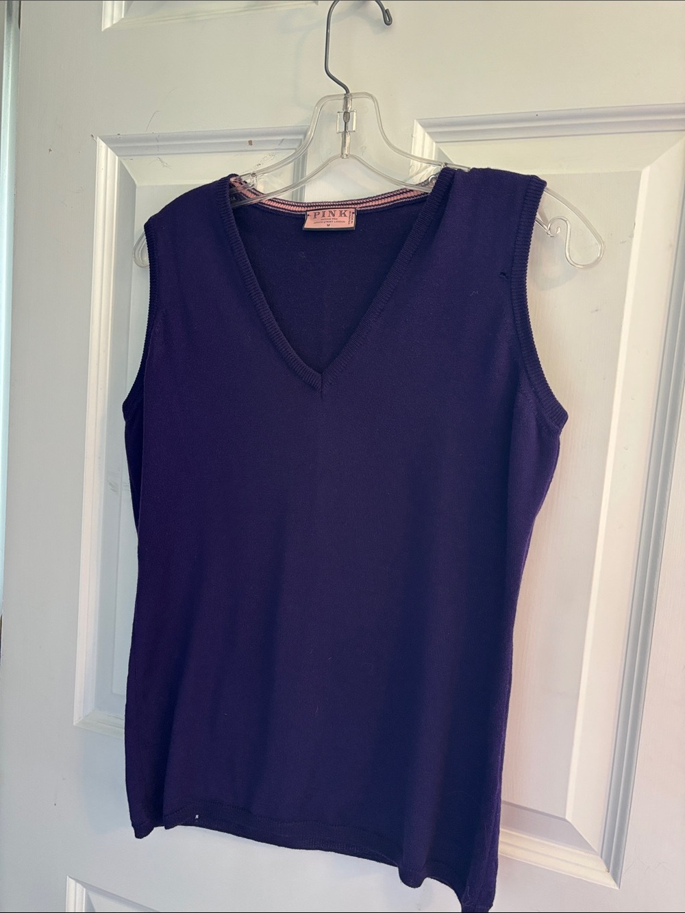 Thomas Pink Merino Wool Deep Purple V-Neck Tank